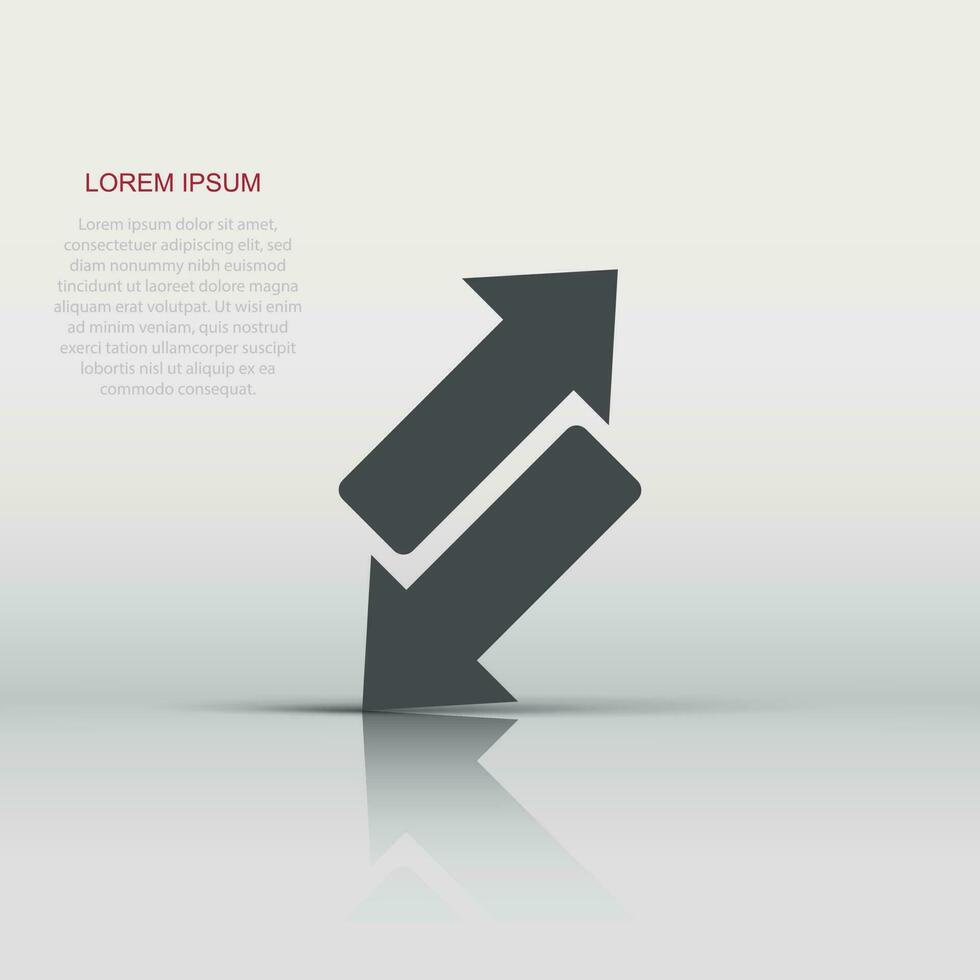 Reverse arrow sign icon in flat style. Refresh vector illustration on white isolated background. Reload business concept.
