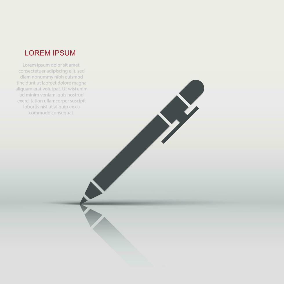 Pen icon in flat style. Highlighter vector illustration on white isolated background. Pen business concept.