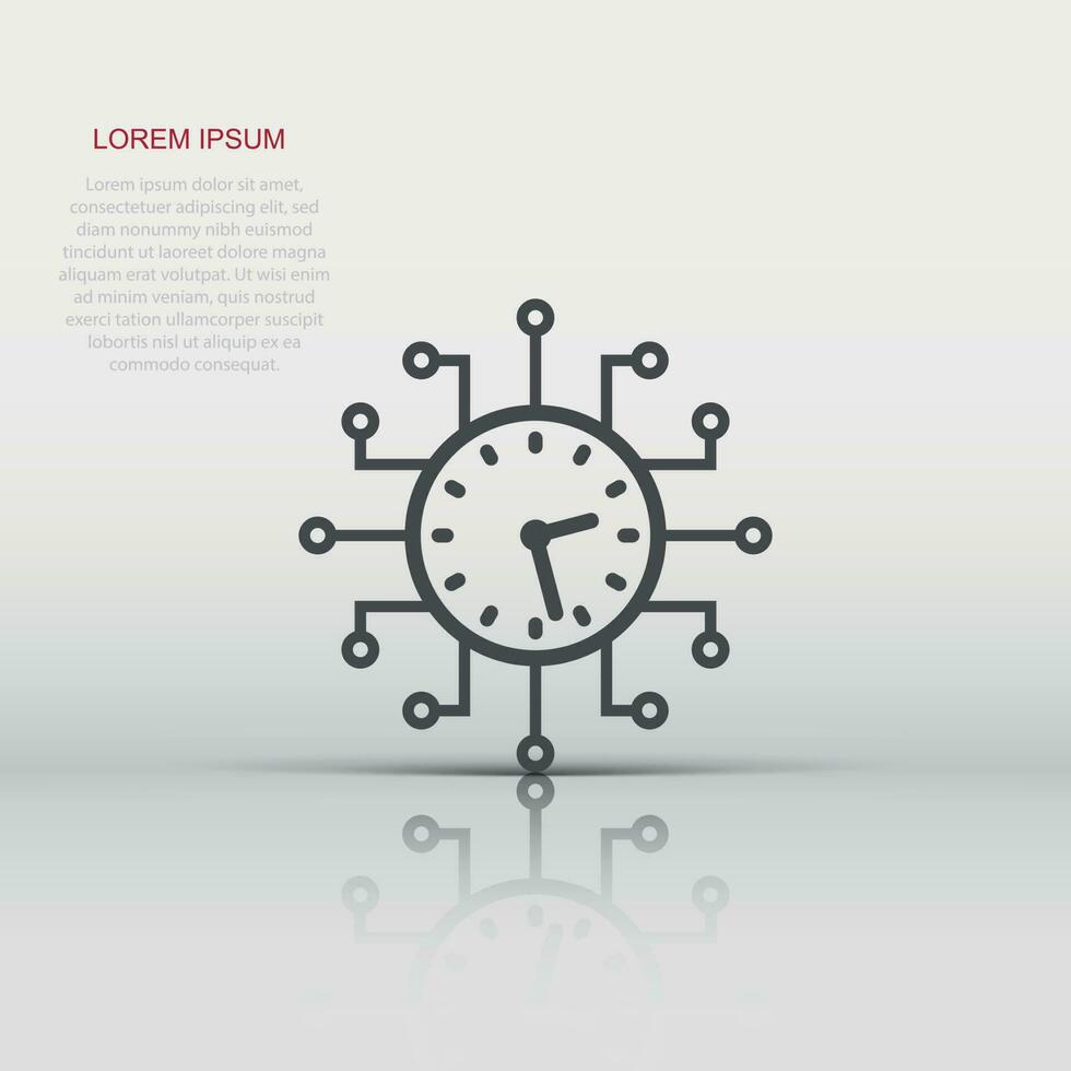 Real time icon in flat style. Clock vector illustration on white isolated background. Watch business concept.