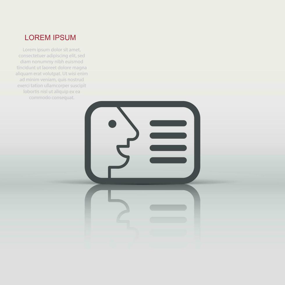 Id card icon in flat style. Identity badge vector illustration on white background. Access cardholder people business concept.