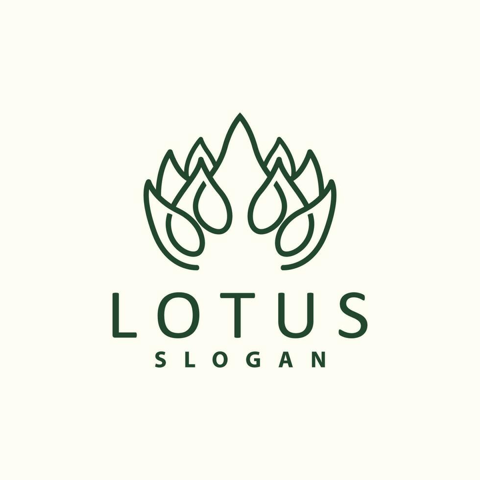 Lotus Logo, Flower Plant Vector, Minimalist Simple Line Design, Symbol Icon Template vector