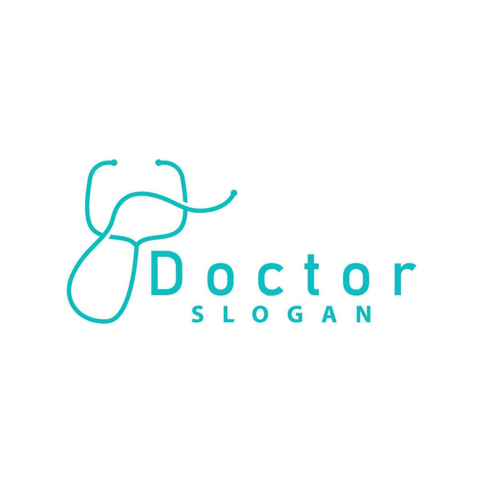 Health Logo, Doctor Stethoscope Vector, Health Care Line Design, Icon Silhouette Illustration vector