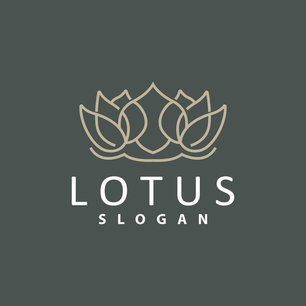 Lotus Logo, Flower Plant Vector, Minimalist Simple Line Design, Symbol Icon Template vector