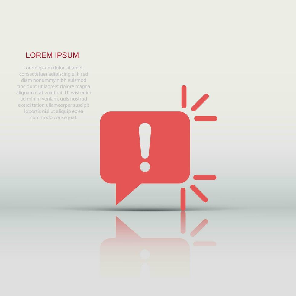 Attention sign icon in flat style. Warning banner vector illustration on white isolated background. Information business concept.