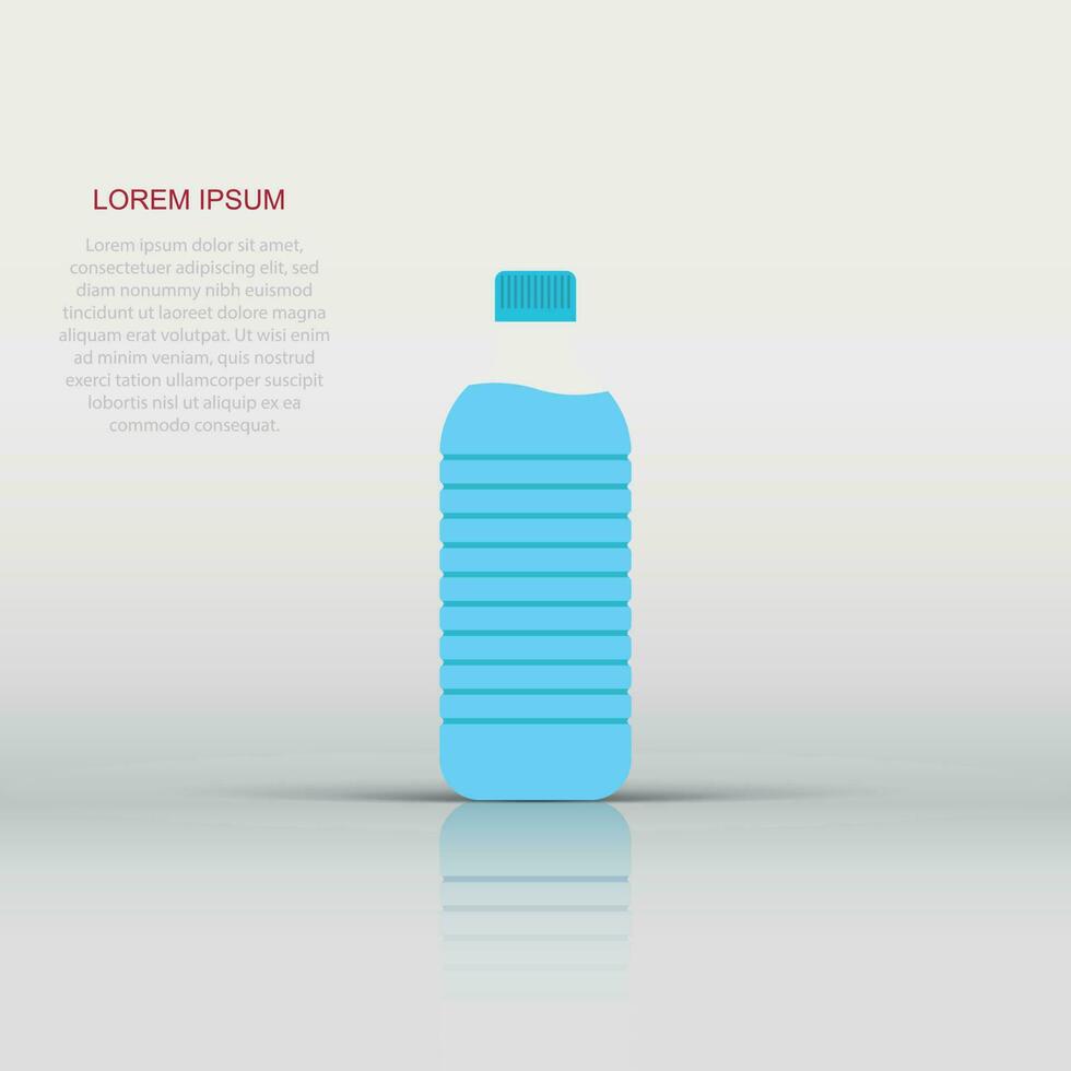 Water bottle icon in flat style. Plastic soda bottle vector illustration on white isolated background. Liquid water business concept.