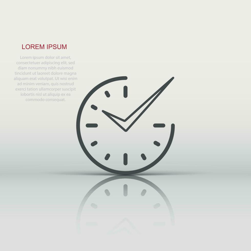 Real time icon in flat style. Clock vector illustration on white isolated background. Watch business concept.