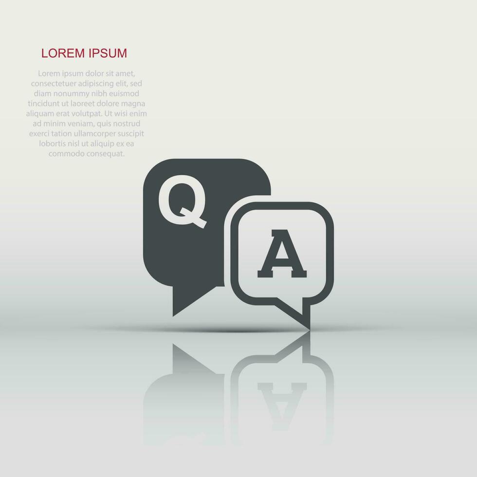 Question and answer icon in flat style. Discussion speech bubble vector illustration on white isolated background. Question, answer business concept.