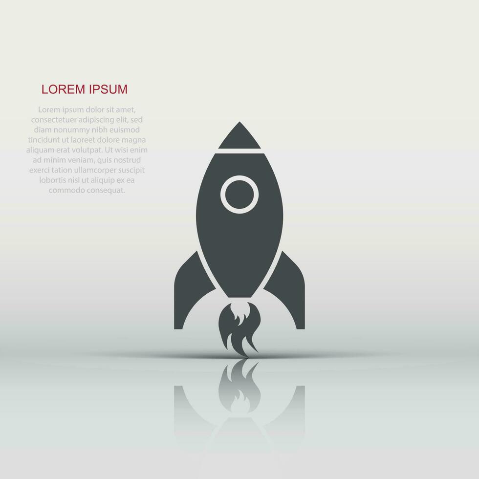 Cartoon rocket space ship icon in flat style. Spaceship vector illustration on white isolated background. Rocket start business concept.