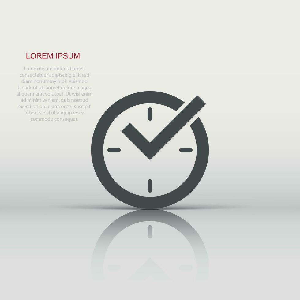 Real time icon in flat style. Clock vector illustration on white isolated background. Watch business concept.