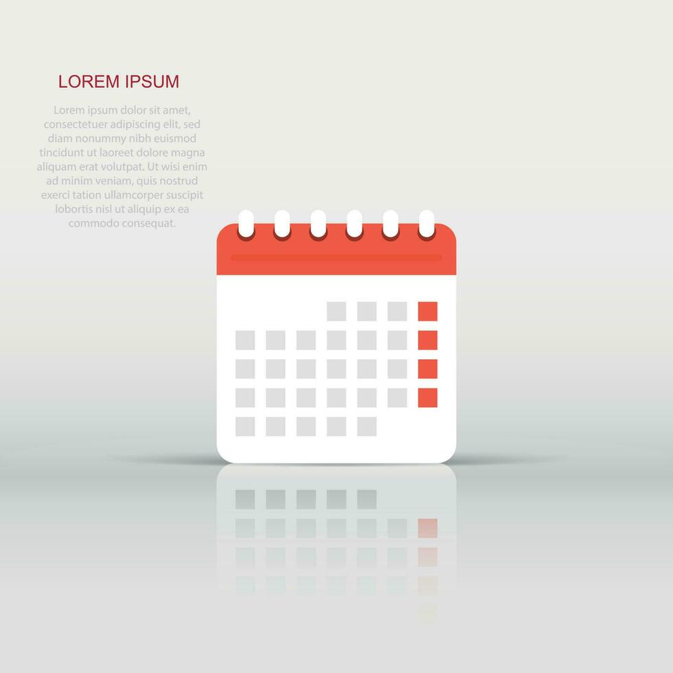 Calendar agenda icon in flat style. Planner vector illustration on white isolated background. Calendar business concept.