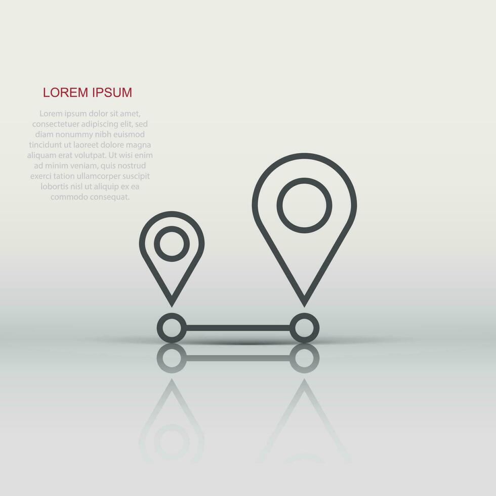 Distance pin icon in flat style. Gps navigation vector illustration on white isolated background. Communication travel business concept.