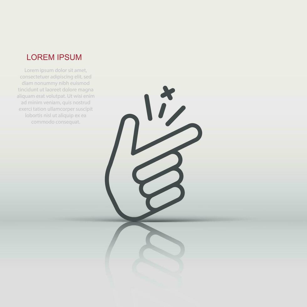 Finger snap icon in flat style. Fingers expression vector illustration on white isolated background. Snap gesture business concept.