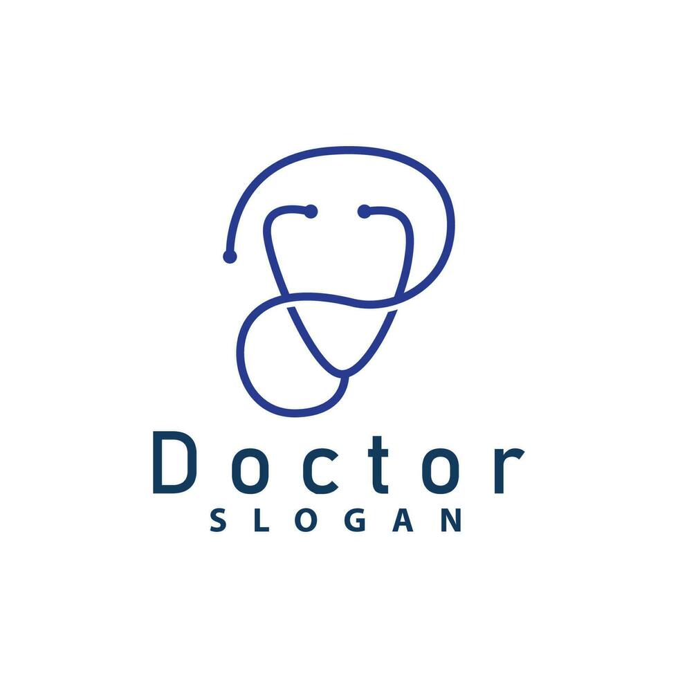 Health Logo, Doctor Stethoscope Vector, Health Care Line Design, Icon Silhouette Illustration vector