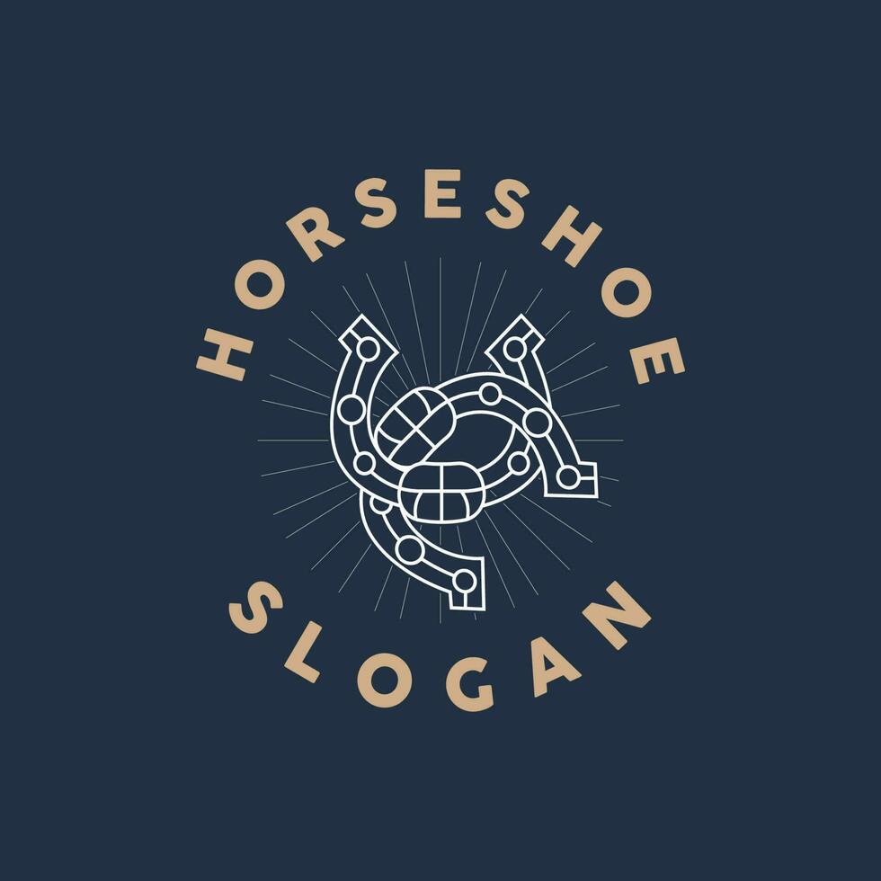 Horseshoe Logo, Horse Vector Vintage Elegant Old Retro Texsas Design, Silhouette Symbol Icon