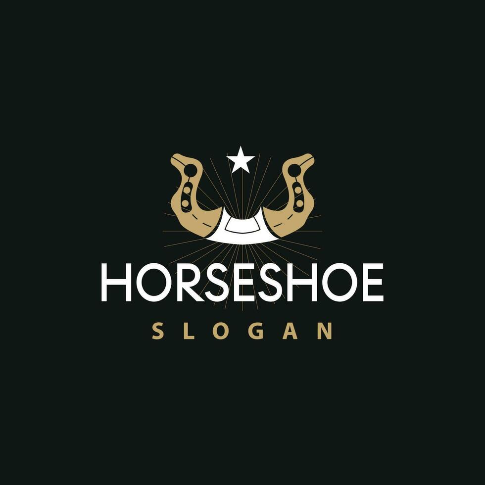 Horseshoe Logo, Horse Vector Vintage Elegant Old Retro Texsas Design, Silhouette Symbol Icon