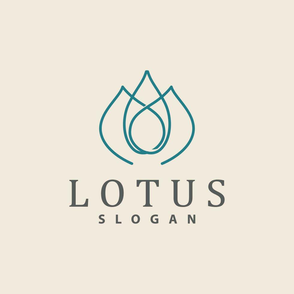 Lotus Logo, Flower Plant Vector, Minimalist Simple Line Design, Symbol Icon Template vector