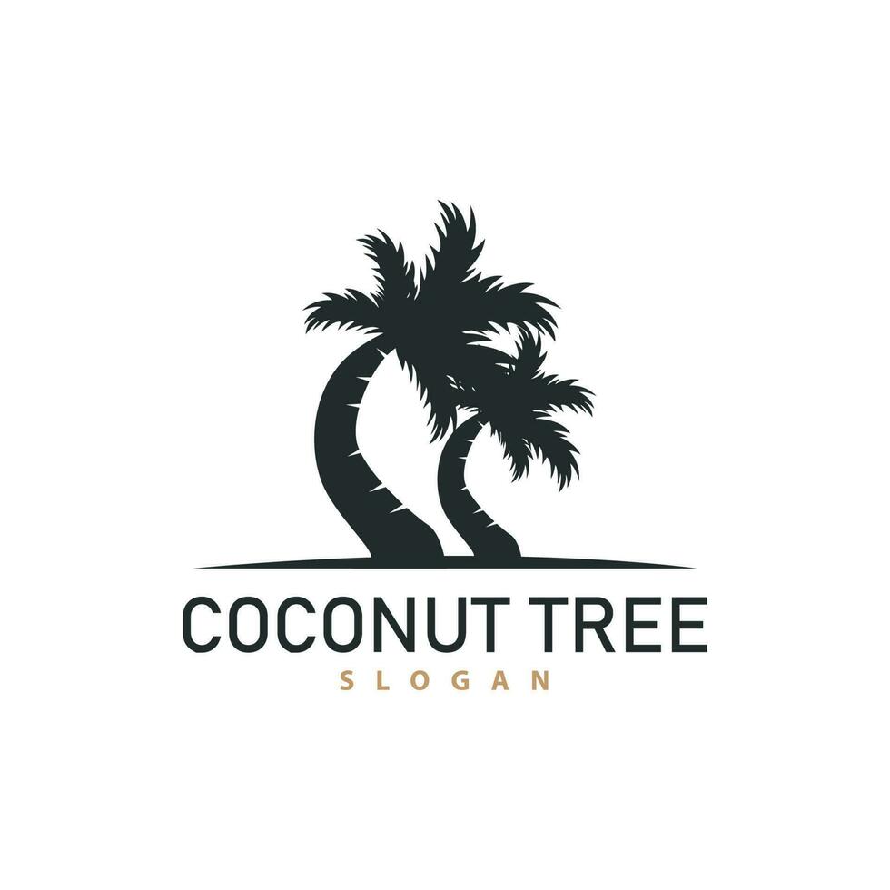 Coconut Tree Logo, Palm Tree Plant Vector, Simple Icon Silhouette Template Design vector