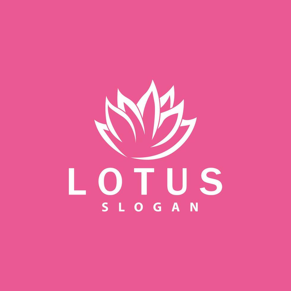 Lotus Logo, Flower Plant Vector, Minimalist Simple Line Design, Symbol Icon Template vector