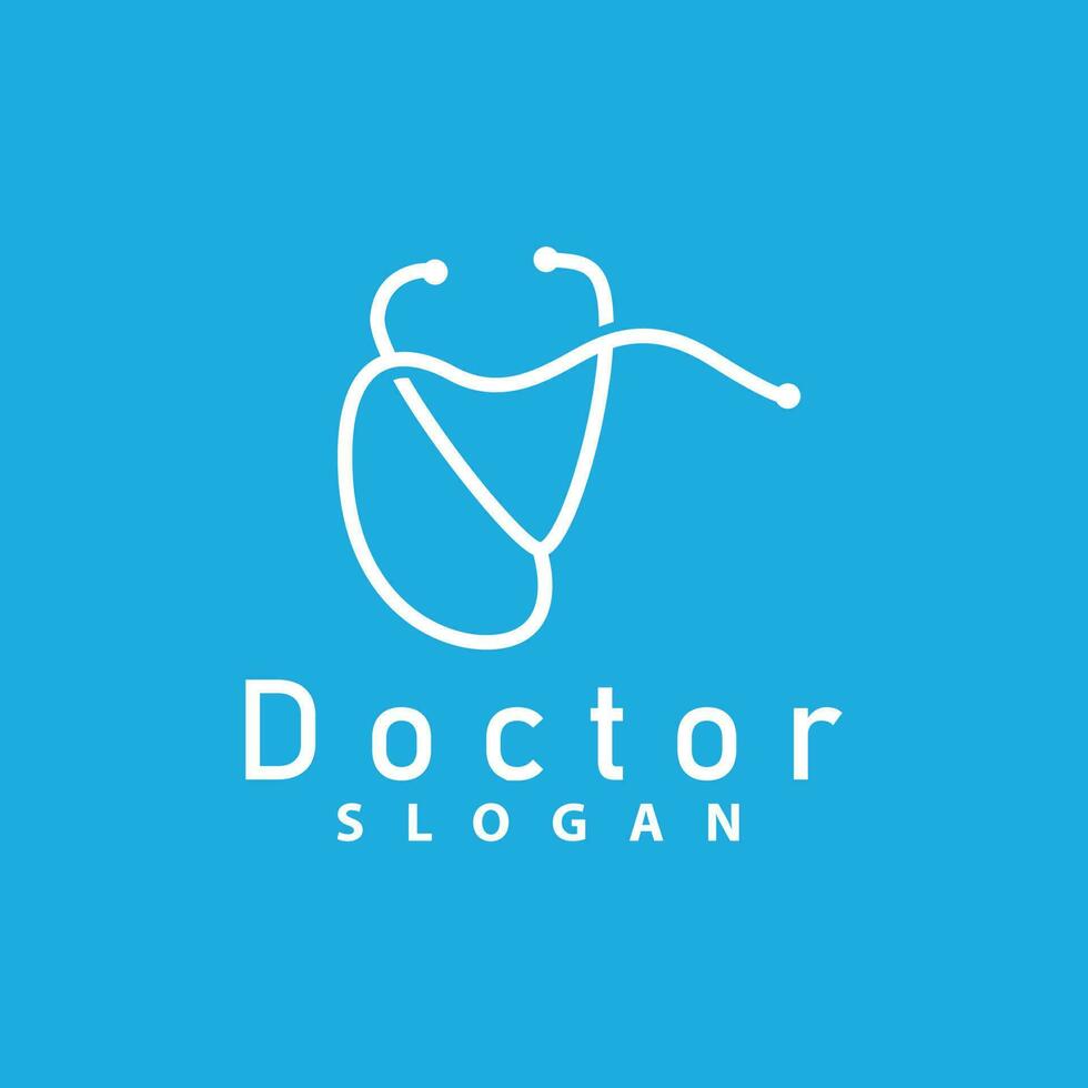 Health Logo, Doctor Stethoscope Vector, Health Care Line Design, Icon Silhouette Illustration vector