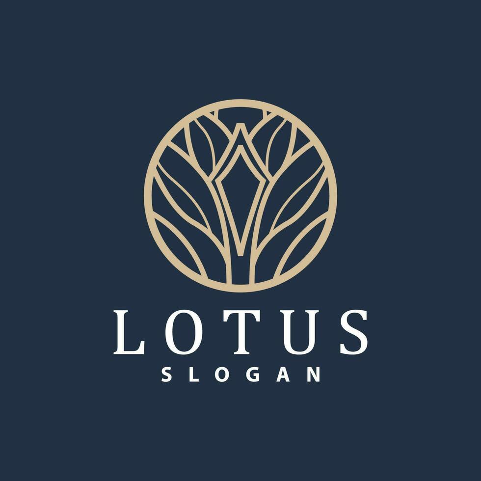 Lotus Logo, Flower Plant Vector, Minimalist Simple Line Design, Symbol Icon Template vector