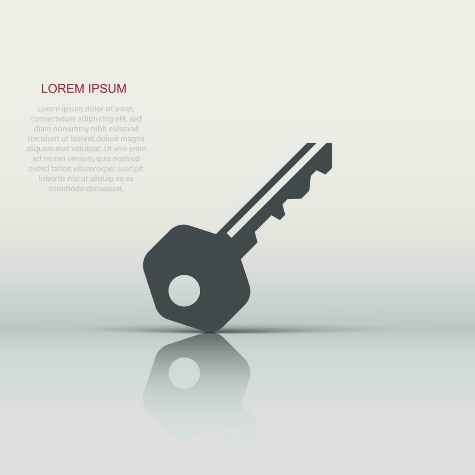 Key icon in flat style. Access login vector illustration on white isolated background. Password key business concept.