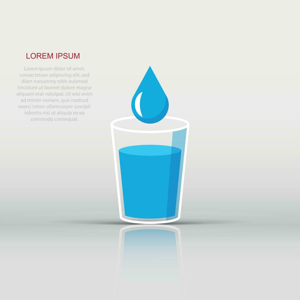 agua vaso icono en plano estilo. soda vaso vector ilustración en blanco aislado antecedentes. líquido agua negocio concepto.