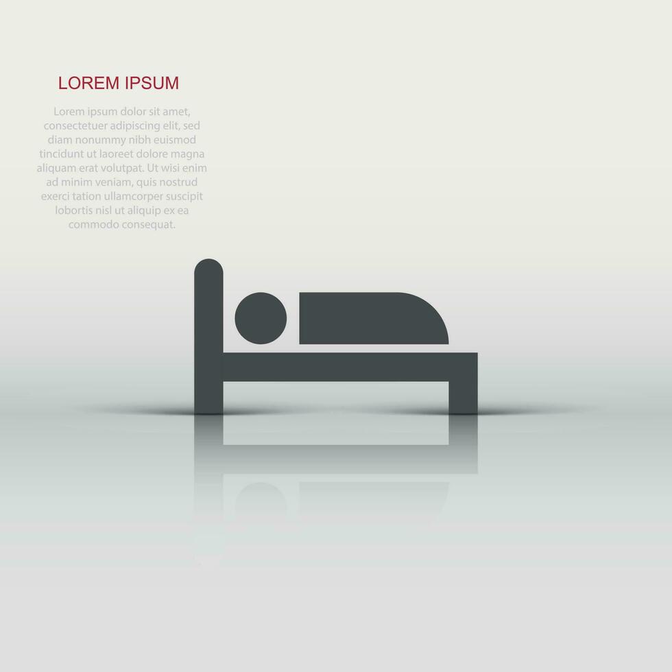 Bed icon in flat style. Sleep bedroom vector illustration on white isolated background. Relax sofa business concept.