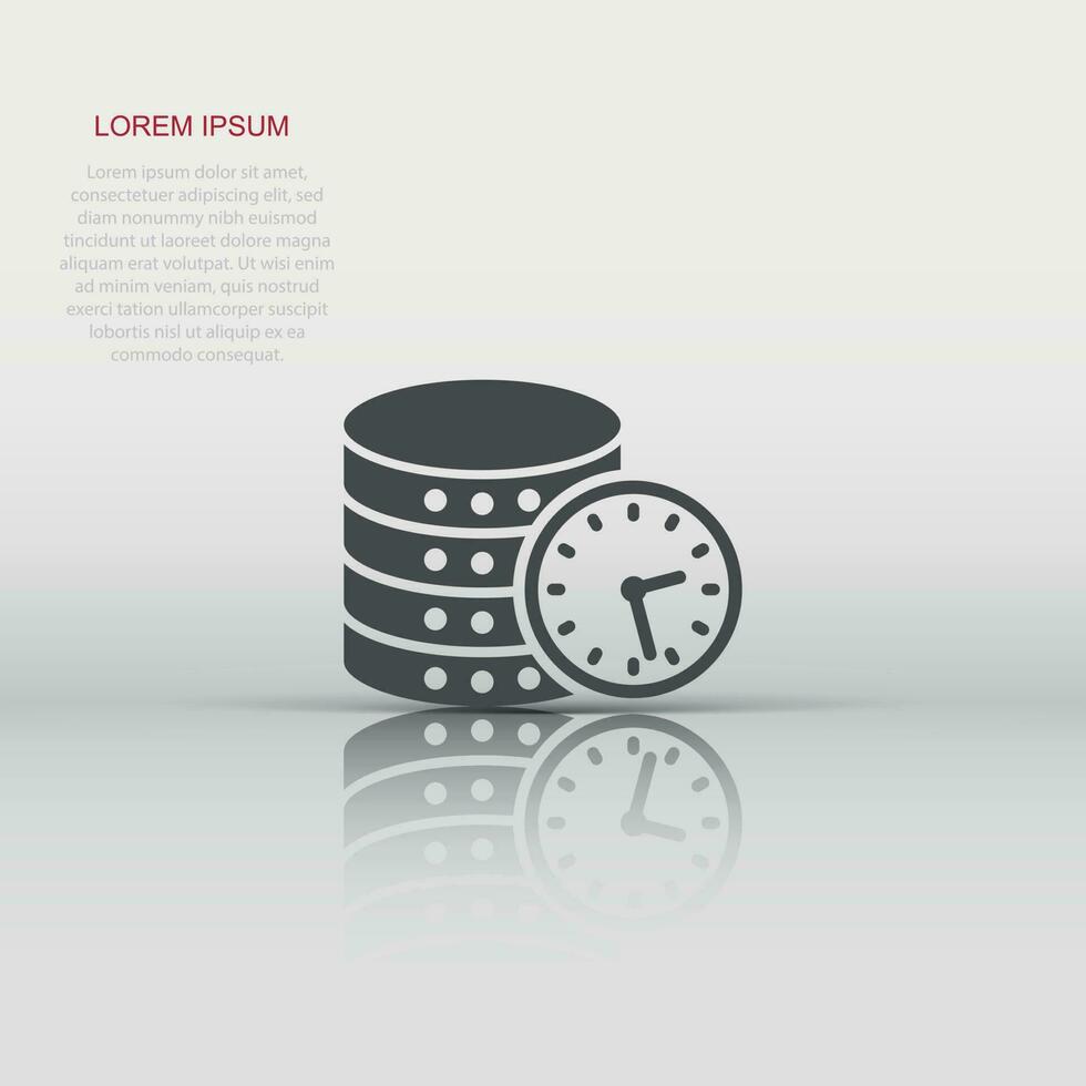 Data center icon in flat style. Clock vector illustration on white isolated background. Watch business concept.