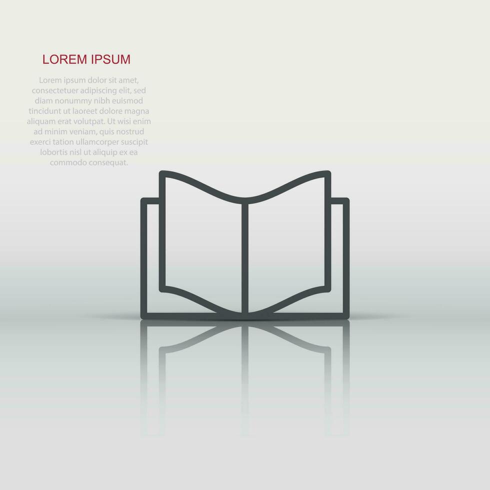 Book education icon in flat style. Literature magazine vector illustration on white isolated background. Book paper business concept.