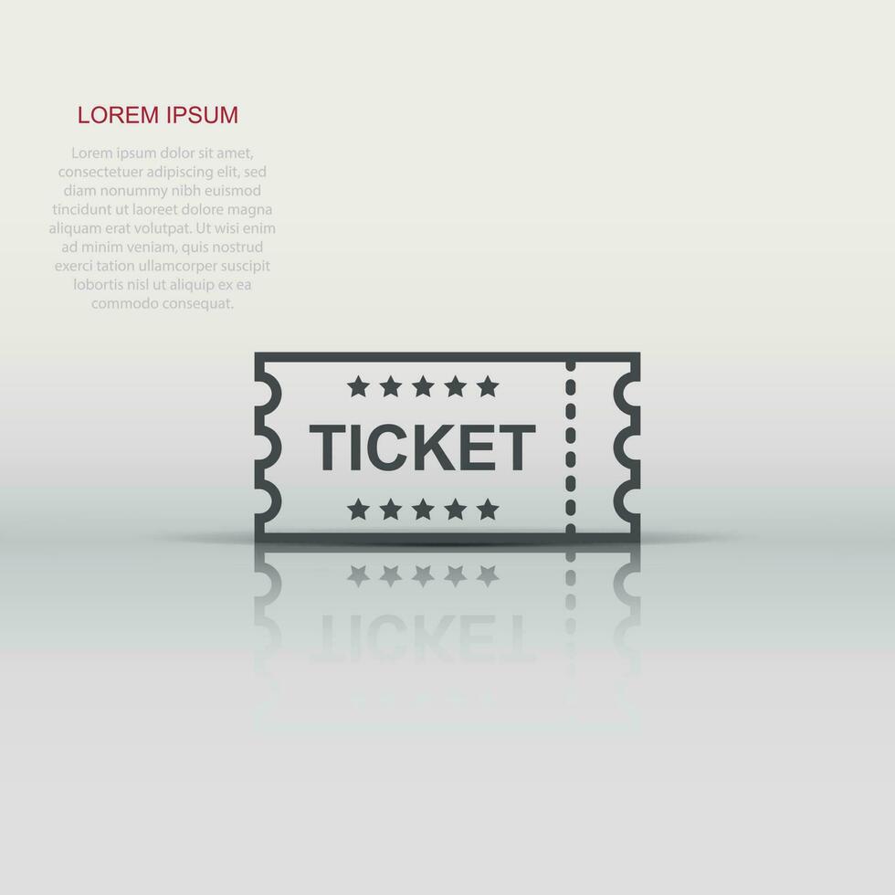 Cinema ticket icon in flat style. Admit one coupon entrance vector illustration on white isolated background. Ticket business concept.