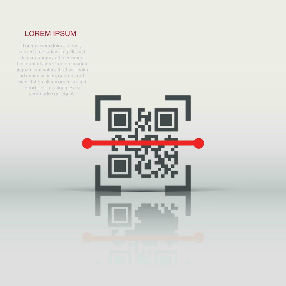 Qr code scan icon in flat style. Scanner id vector illustration on white isolated background. Barcode business concept.