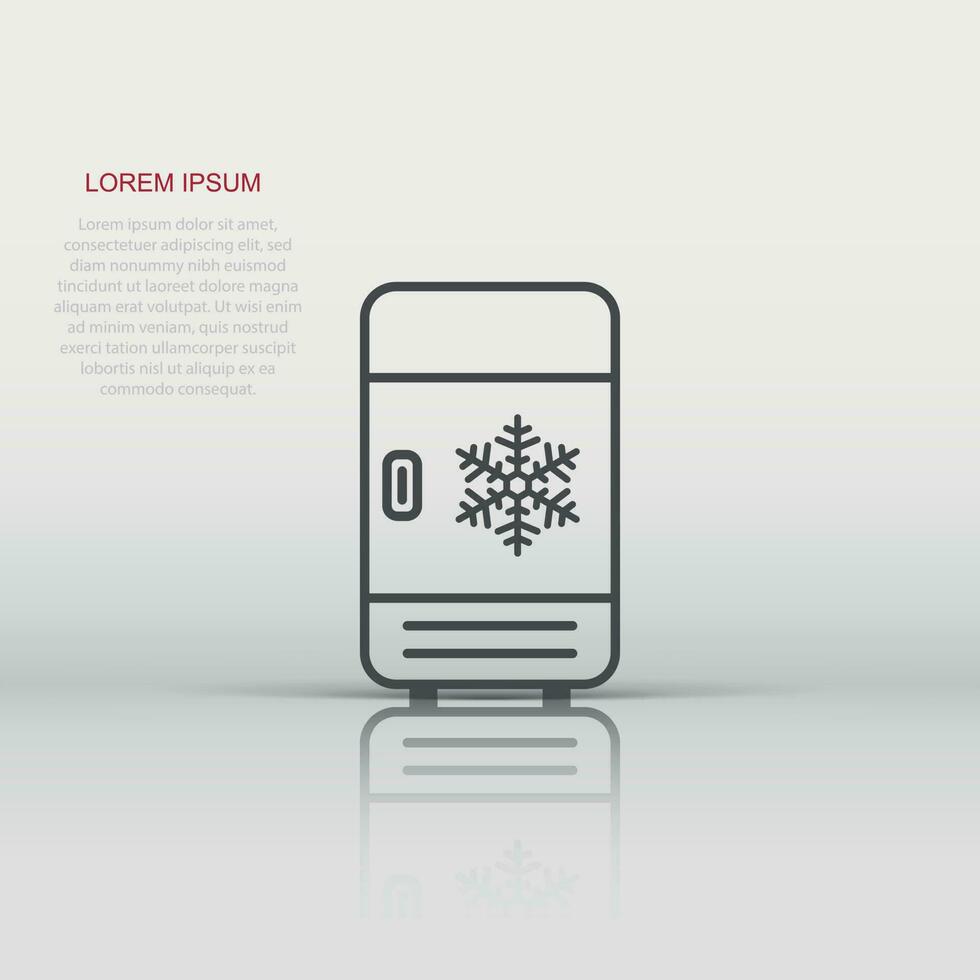 Fridge refrigerator icon in flat style. Freezer container vector illustration on white background. Fridge business concept.