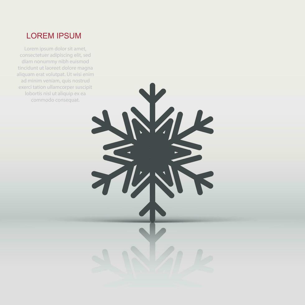 Snowflake icon in flat style. Snow flake winter vector illustration on isolated background. Christmas snowfall ornament business concept.