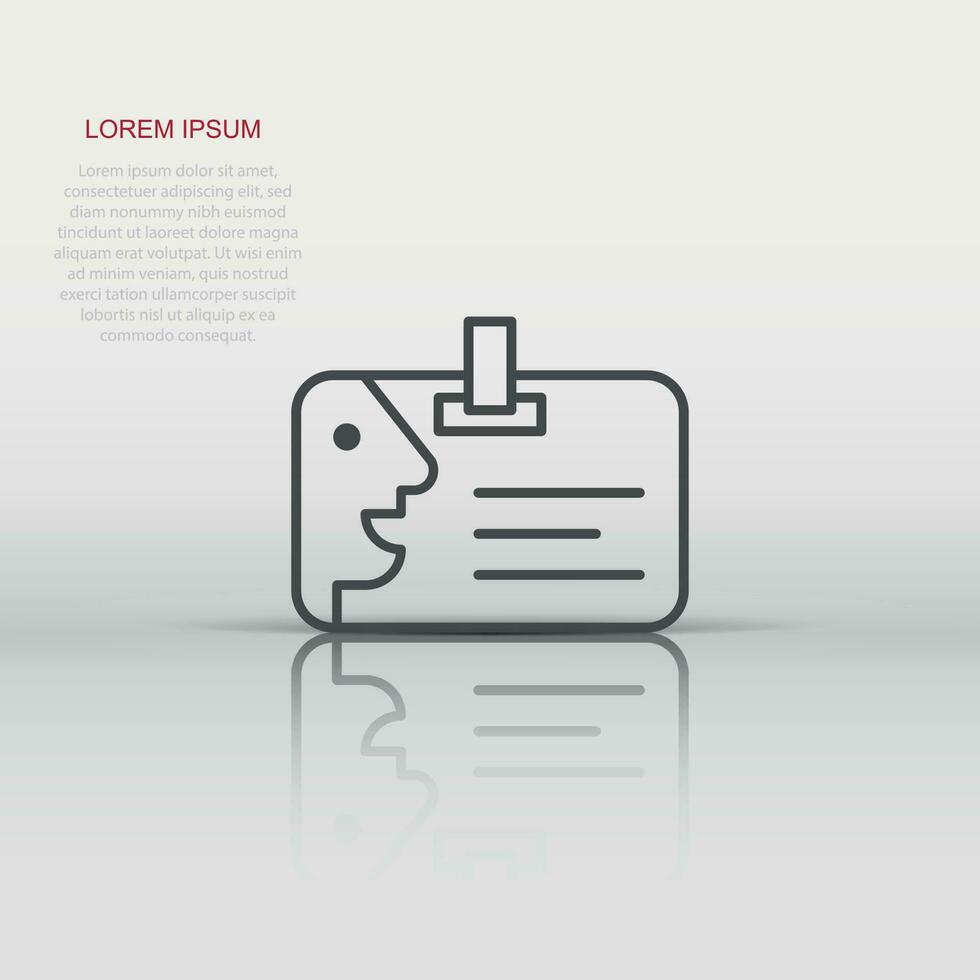 Id card icon in flat style. Identity badge vector illustration on white background. Access cardholder people business concept.