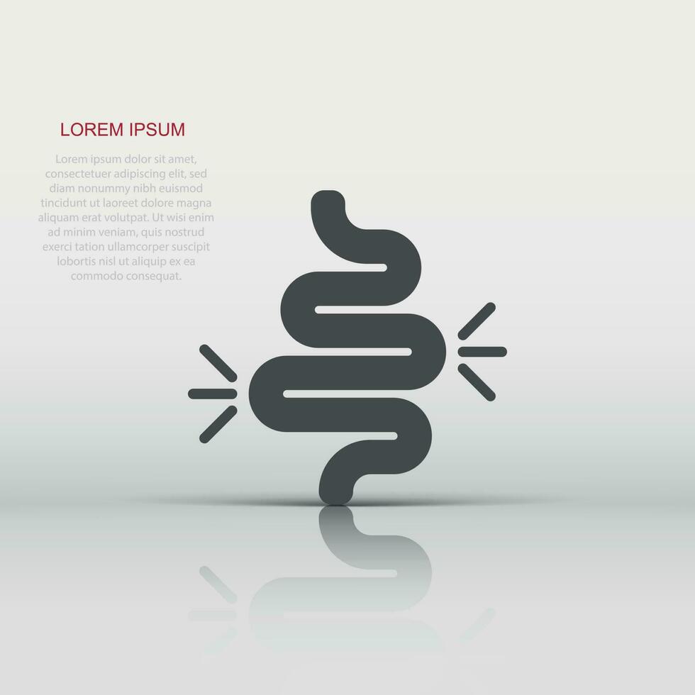 Gut constipation icon in flat style. Colitis vector illustration on white isolated background. Stomach business concept.