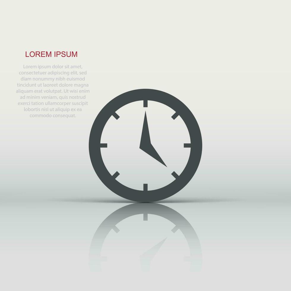 Real time icon in flat style. Clock vector illustration on white isolated background. Watch business concept.