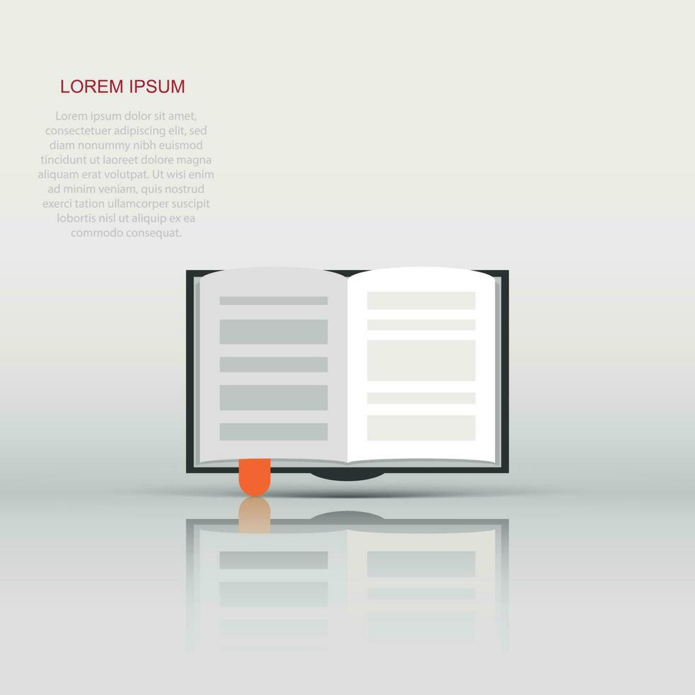Book education icon in flat style. Literature magazine vector illustration on white isolated background. Book paper business concept.
