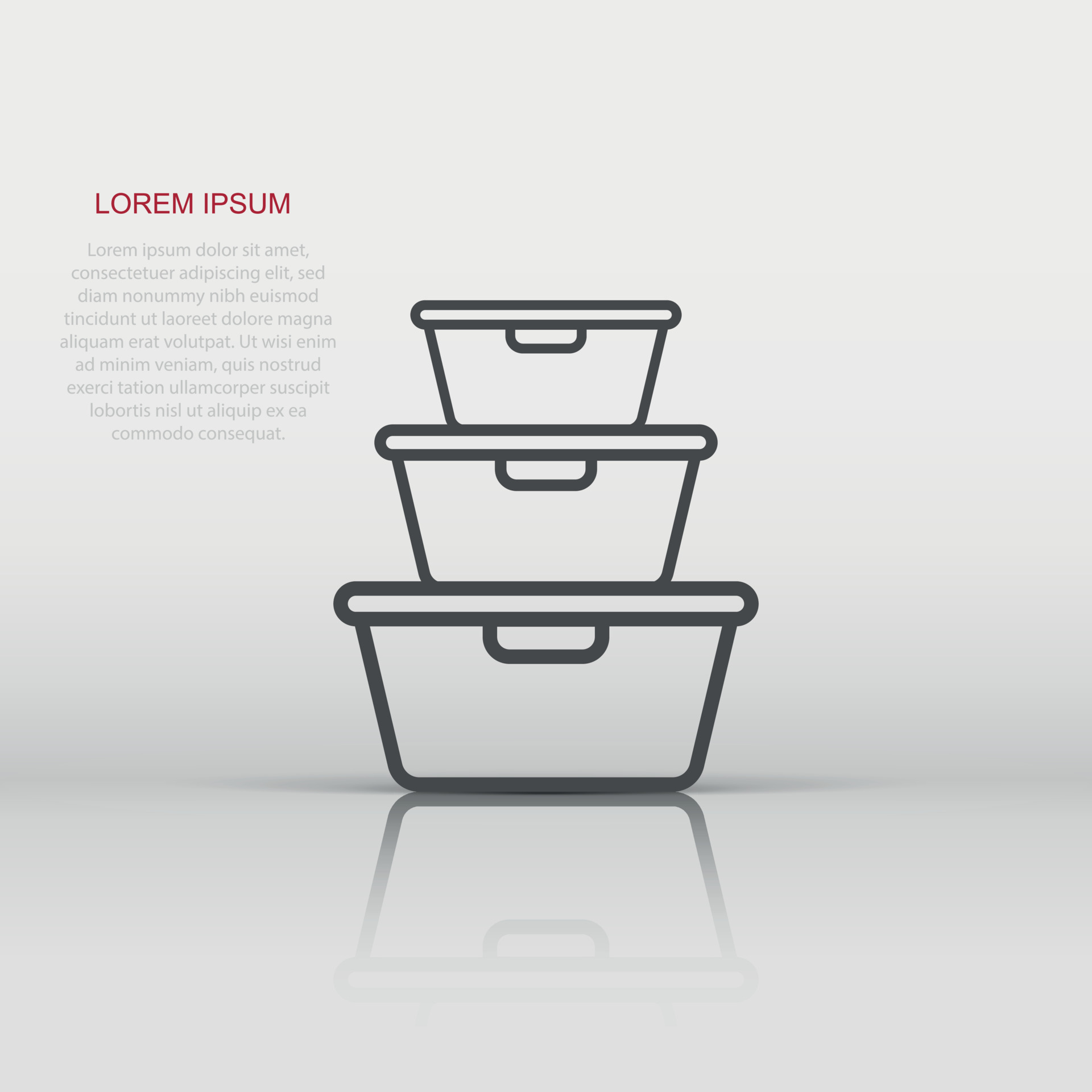 Food container icon in flat style. Kitchen bowl vector illustration on