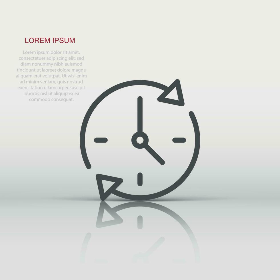 Clock countdown icon in flat style. Time chronometer vector illustration on white isolated background. Clock business concept.