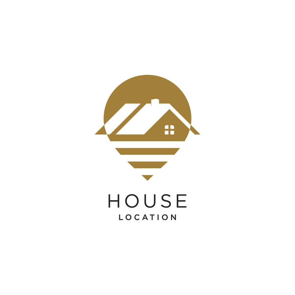 House logo vector design illustration with modern pin concept