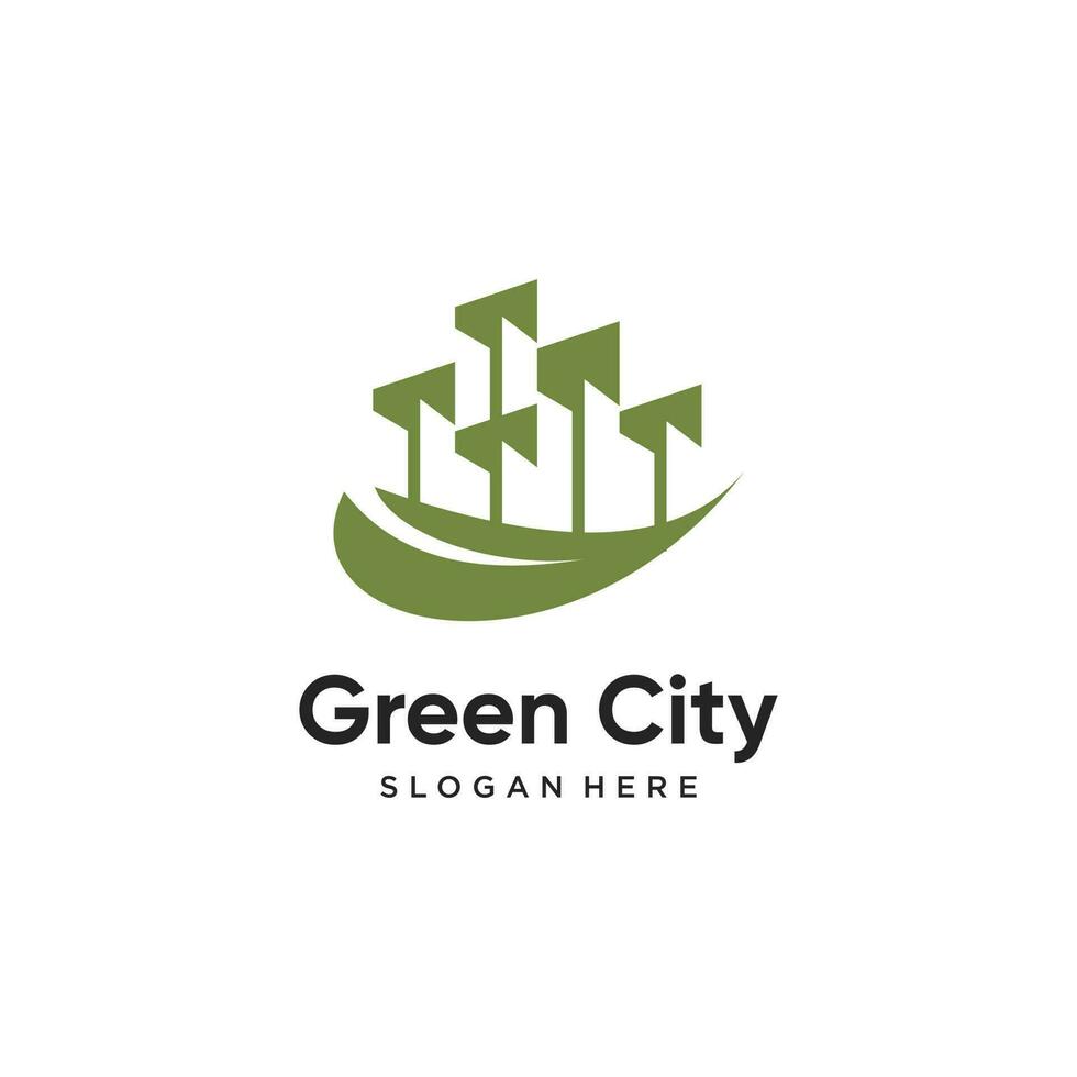 Green city logo vector design with creative style