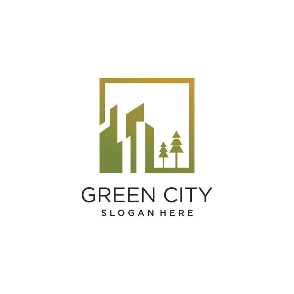 Green city logo vector design with creative style