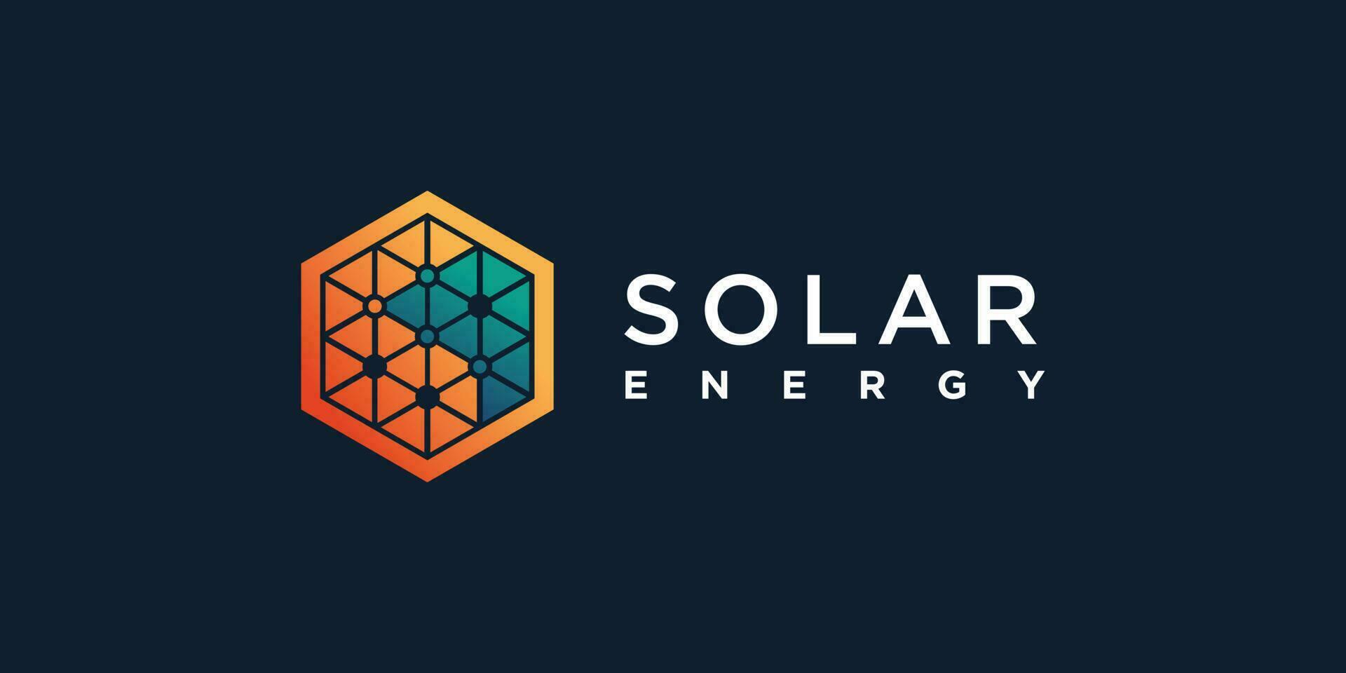 Solar technology logo vector design with modern concept idea