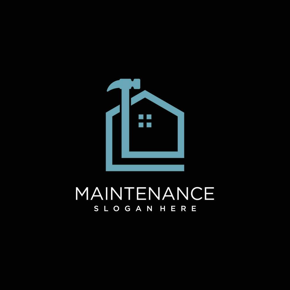 Construction logo vector design with hammer style