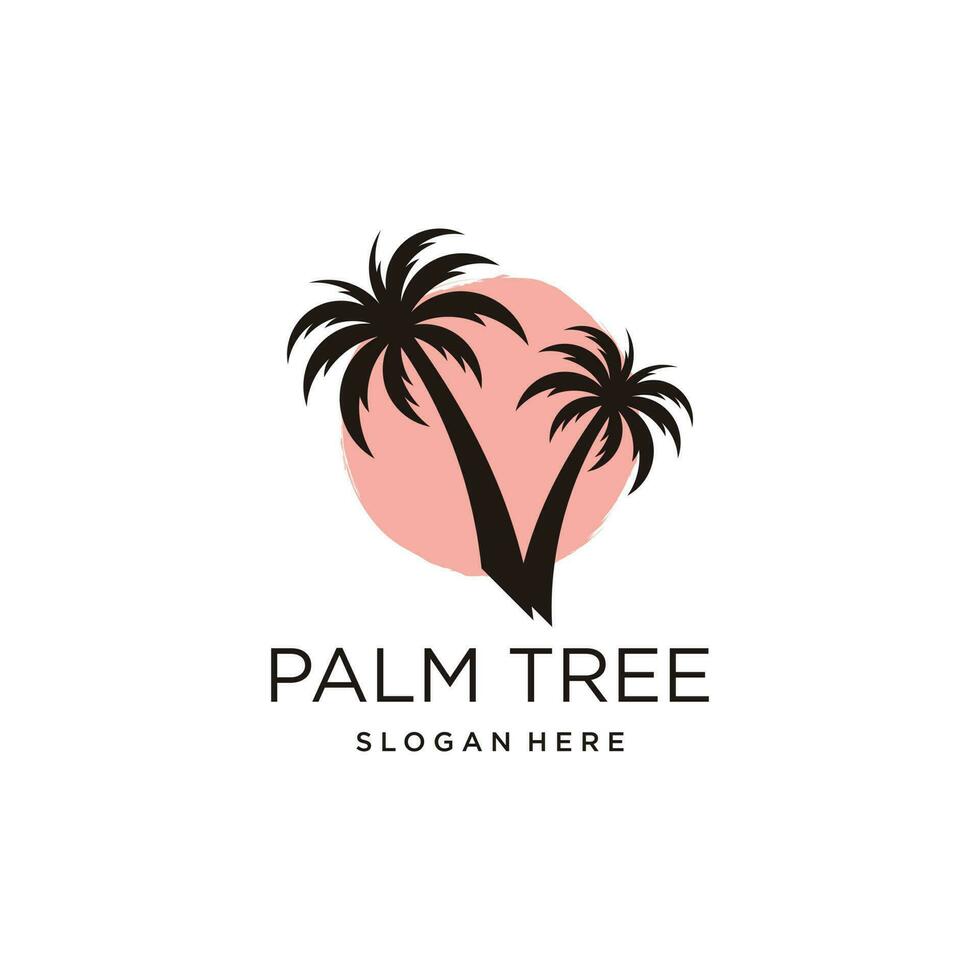 Palm tree logo design vector icon with modern idea