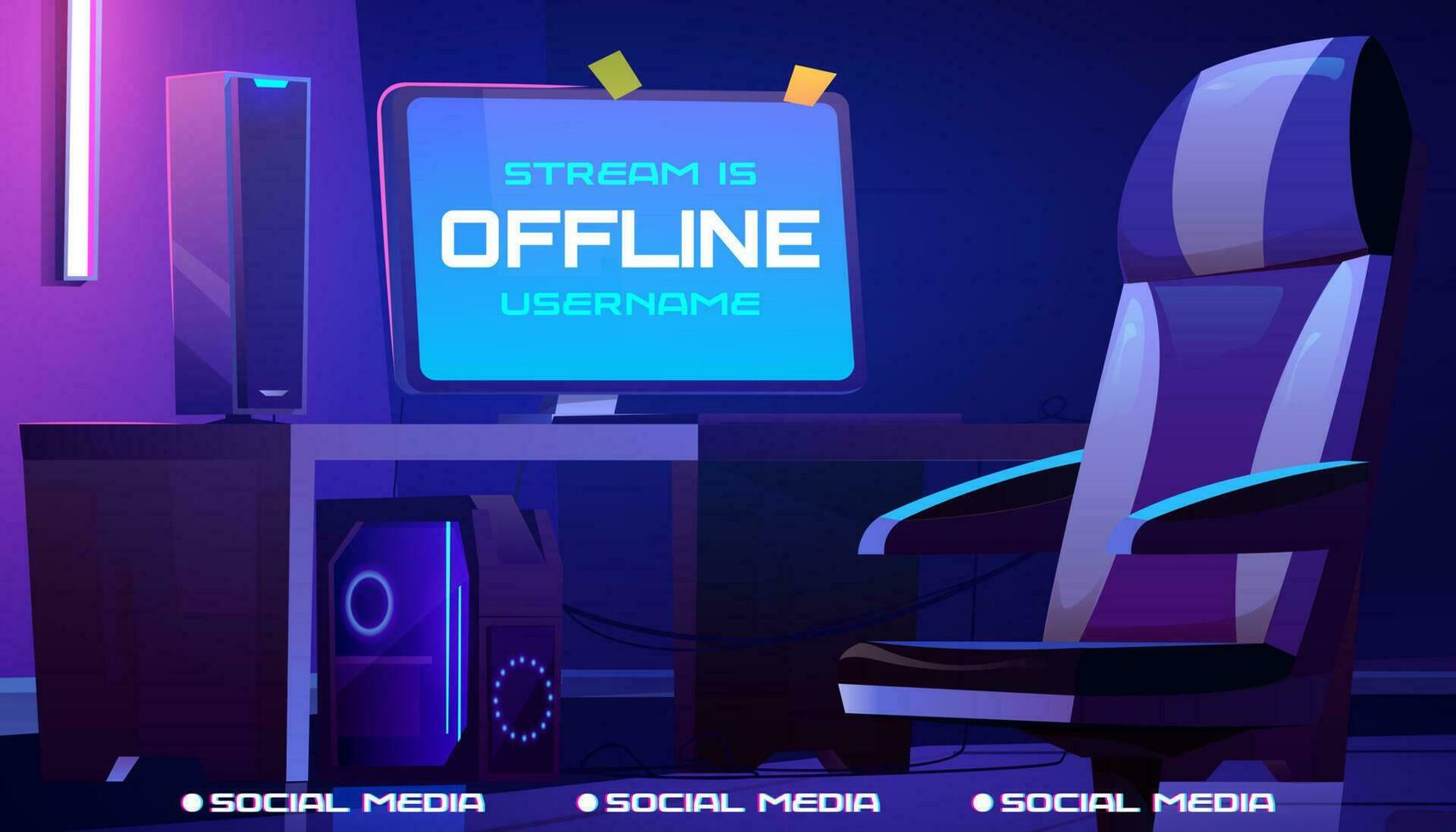 Offline stream wallpaper banner design for gamer vector