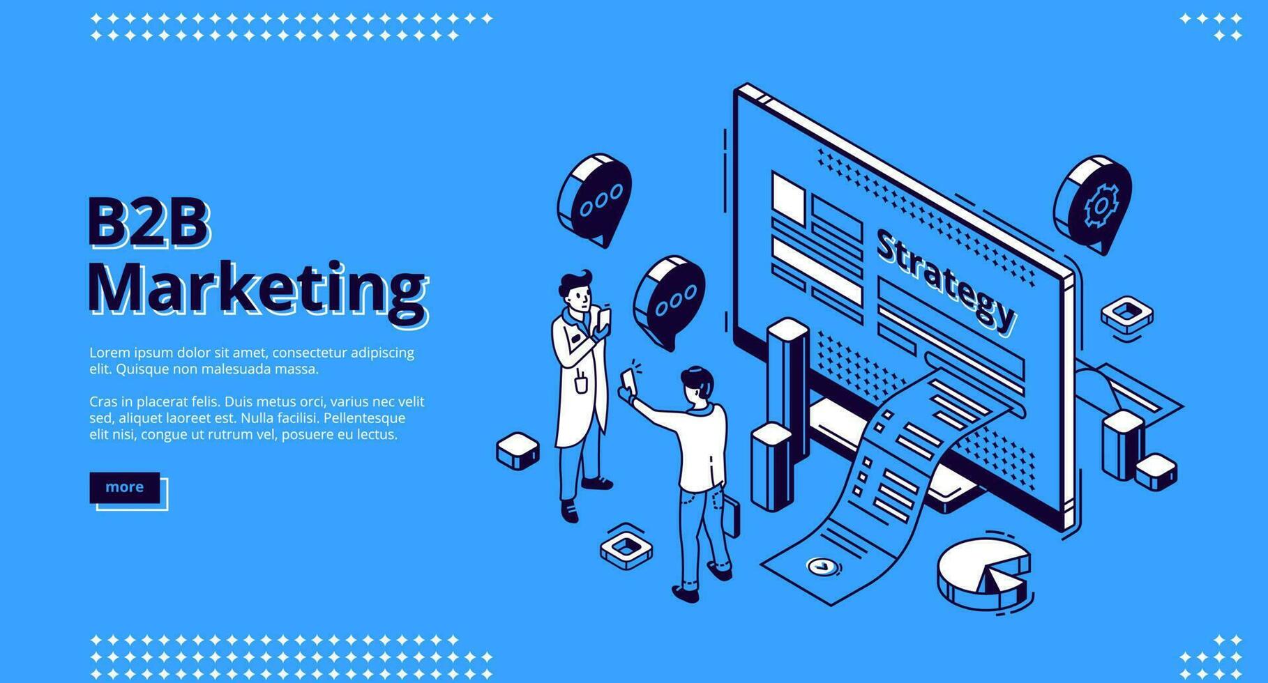 B2B marketing strategy isometric landing page vector