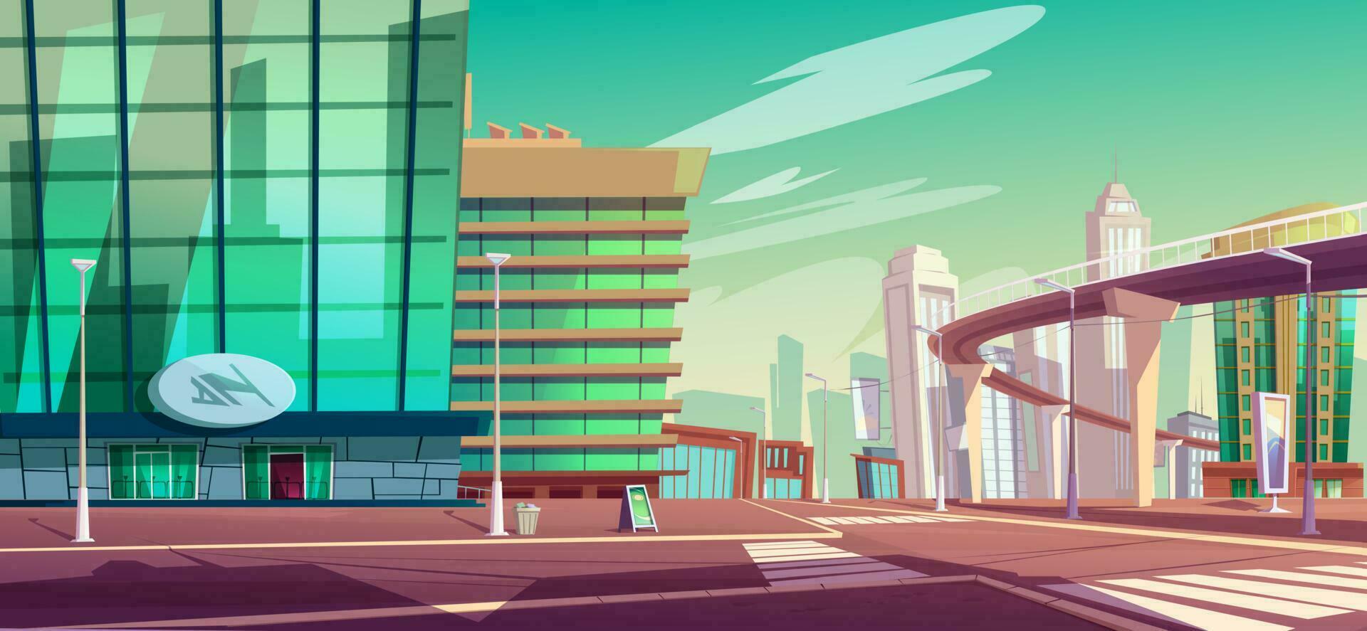 Cityscape with crossroad and overpass highway vector