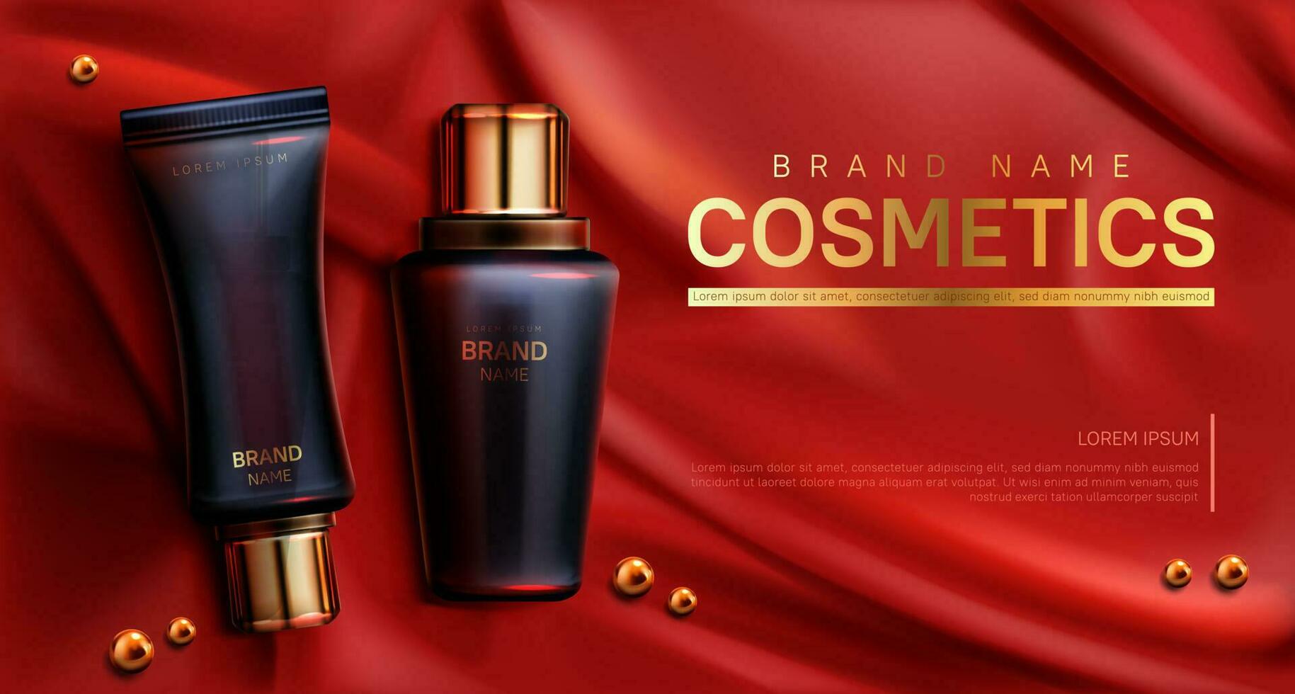 Cosmetics bottles mockup banner. Beauty body care vector