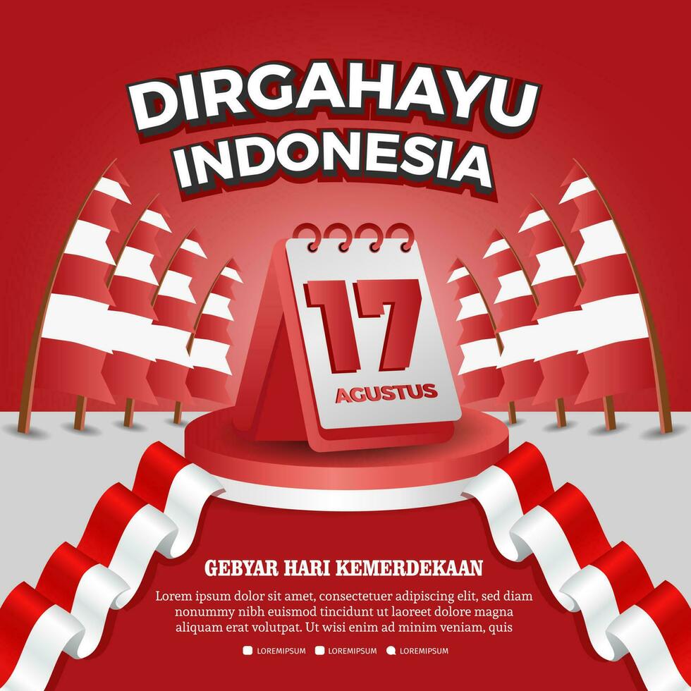 Independence Day Republic Of Indonesia. Design for banner and poster. vector